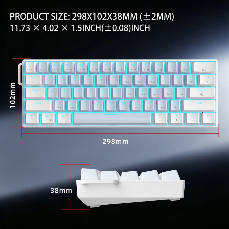 Mechanical Gaming Keyboard, RGB Backlit Wired Keyboard, 61 Keys 7